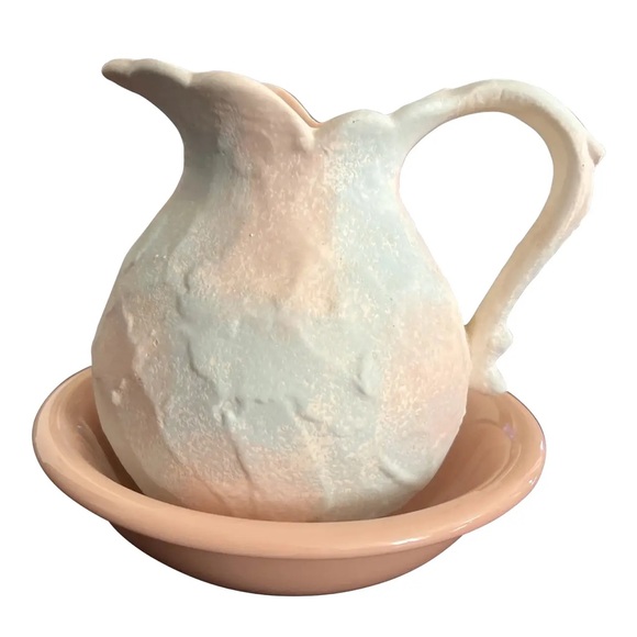 Other - Vintage Ceramic Pitcher & Basin, Hand Decorated Vase